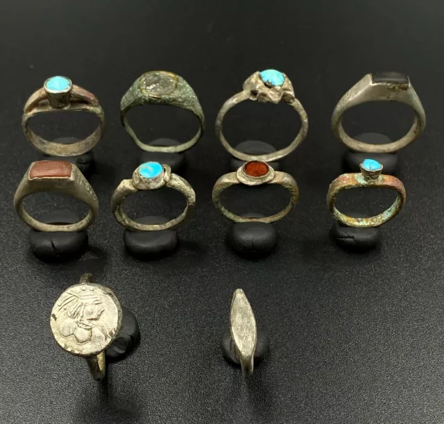 Ancient Near Eastern Roman Greek Sasanian Jewelry Bronze Signet Rings Antiquity
