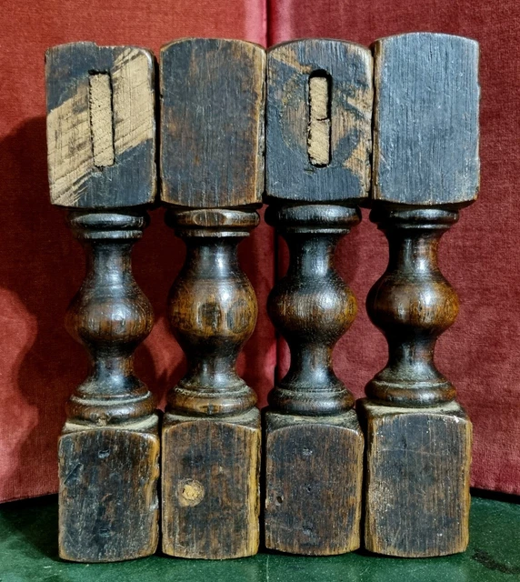 4 Victorian rosette wood carving Column Antique french architectural salvage 9" 7