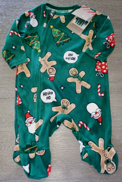 baby boy girl INFANT NEW NWT CHRISTMAS SLEEPER 0/3 month GINGERBREAD SANTA STARS