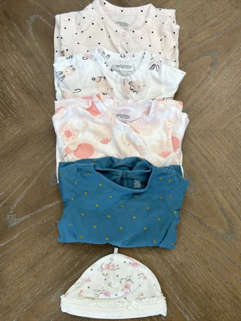 baby girl clothes Sleepers Lot Of 4 Mighty/carters Size 6 Months hat
