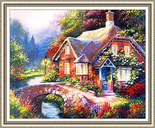 Diamond Painting Set Bild 30 x 40 Diamant Malerei Stickerei Basteln Haus am Bach