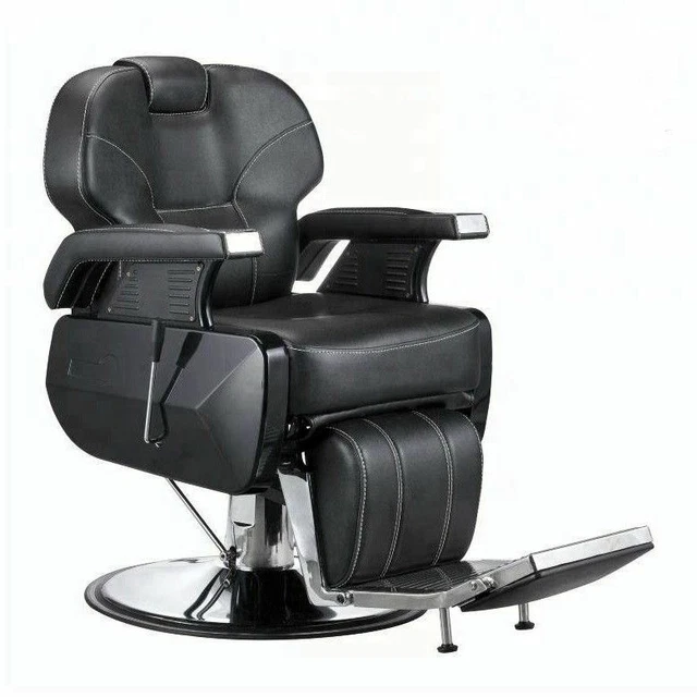 Fauteuil de barbier professionnel modèle 6889 eco cuir noir