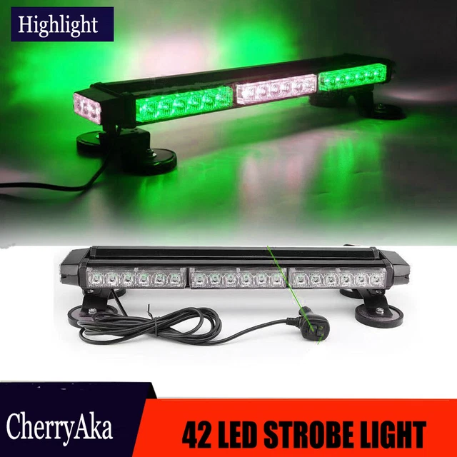21" 42LED 126W Emergency Warning Double Side Strobe Flash Light Bar Green White