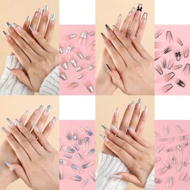 Nails Coffin False Nails Heart Press on Ballets Nails Fake Nail Tips