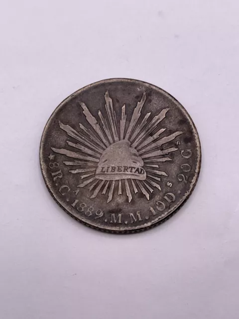 1889  Mexico Ca MM 8 Reales Silver Libertad