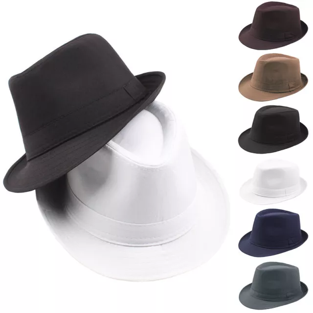 Cappello Fedora Jazz A Tesa Larga Da Uomo Panama Trilby Gangster Retro ☆