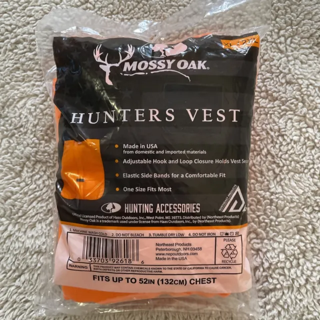 Mossy Oak Hunters Vest XL/2XL Safety Blaze Orange Made In USA