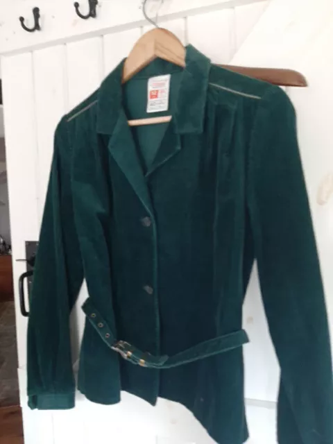 Vintage 70s 80s Green Corduroy Jacket UK 12 St Michael M&S 40s Style Tres Chic!