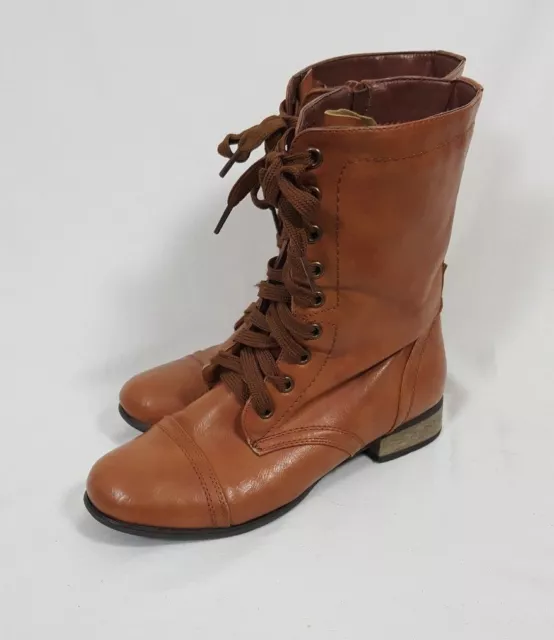 Zoey Women's Tan Ankle Boot Lace up Zippered 3/4 Heel Boot Size 8