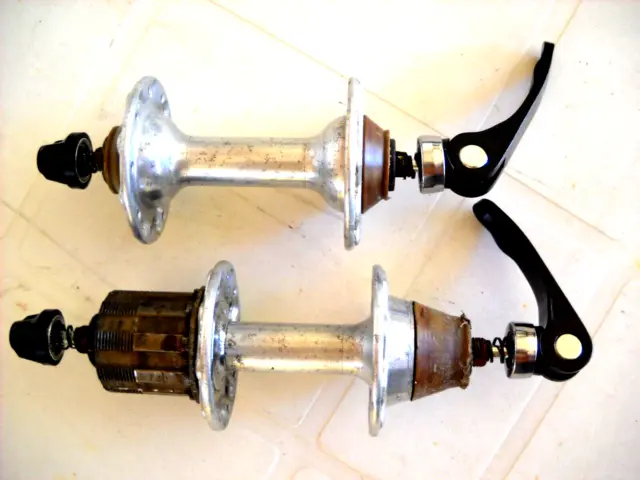 **Vintage Shimano Adamas Ax Front & Rear Alloy Q/R 36 Hole Hubs/New Skewers**