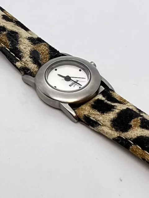 BOCCIA Titanium 24mm Women’s Analog Quartz Watch White Dial Leopard Print Strap 3