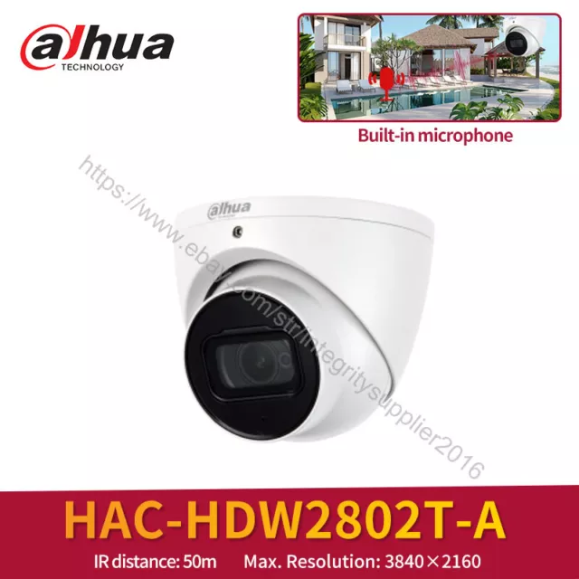 Dahua 8MP 4K HDCVI Built-in Mic Starlight IR50M HAC-HDW2802T-A IP Camera IP67