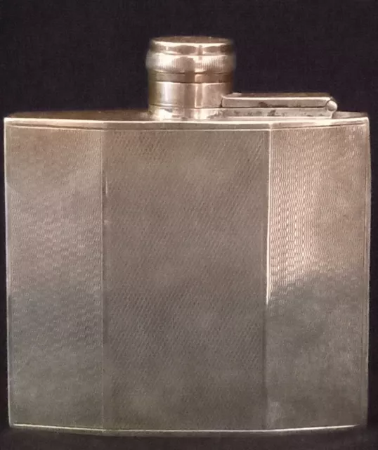 antique solid silver hip flask