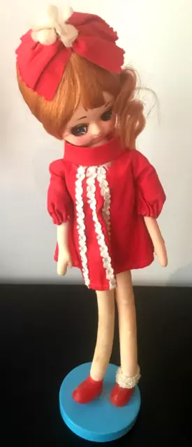 VINTAGE RETRO 1960's-70's RED HAIRED STOCKING DOLL MADE IN JAPAN