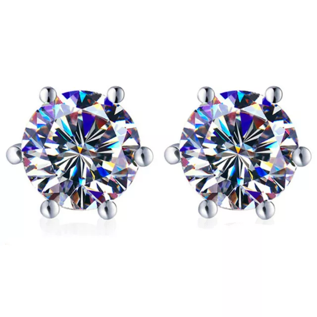 1-4 Ct TW Moissanite Screw Back Solitaire Stud Earrings - GRA Certified D VVS1