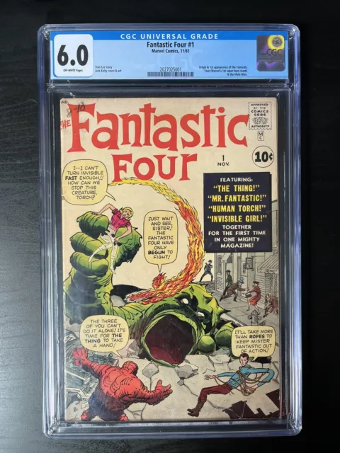 Fantastic Four #1 CGC 6.0 OW Pages Marvel 1961 1st App MCU
