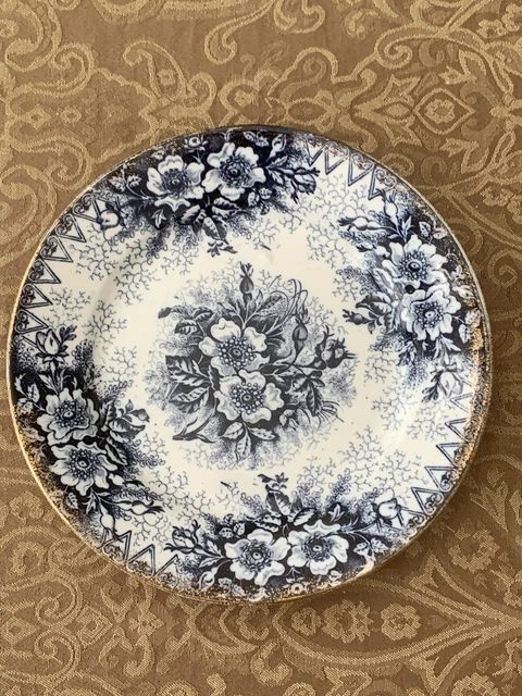 K & G LUNEVILLE FRANCE Very rare antique FLOW BLUE PLATE 19th CENTURY SIGNED
