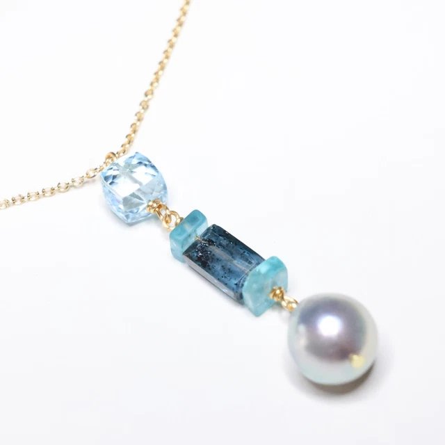 Collier Perle Akoya Japon Gris Bleu - Argent Sterling 925 - ROSEMIMOSA