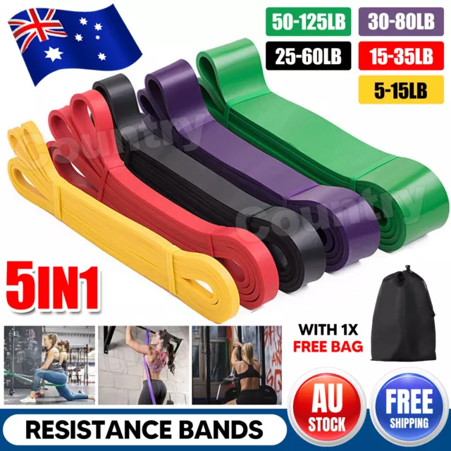 5PCS Heavy Duty Resistance Bands Gym Yoga Loop Strength Exercise Fitness Workout