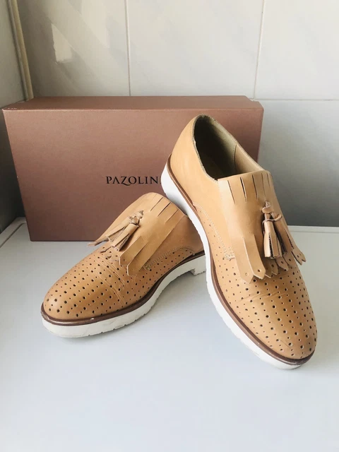 Scarpe CARLO PAZOLINI mocassino donna beige nude N 37/ 38 vera pelle