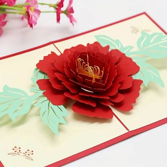 Biglietto Pop-Up Fiore E Farfalla 3D - Auguri Speciali Con Busta
