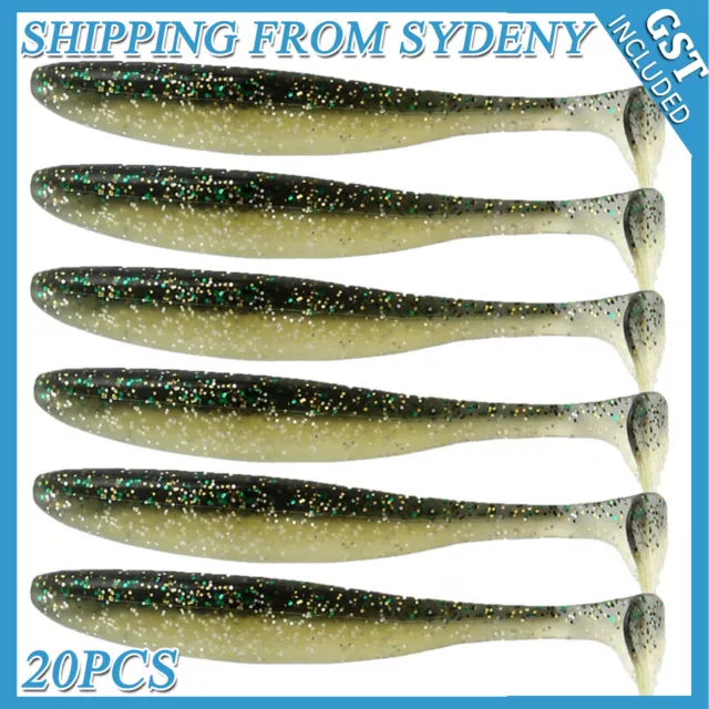 20 Soft Plastic Fishing Lures 70mm Paddle TAIL FLATHEAD Bream Bass Cod Lure