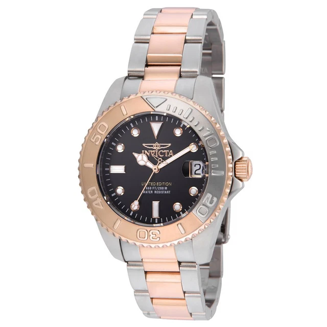 Invicta 24634 Donna pro Diver Quadrante Nero Bicolore Oro Rosa Acciaio Orologio