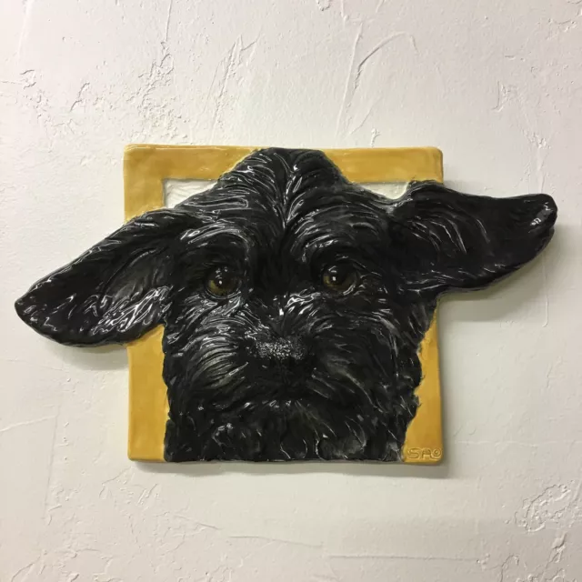 Skye Terrier Dog Ceramic Tile Handmade 3d Pet Portrait Sondra Alexander Art