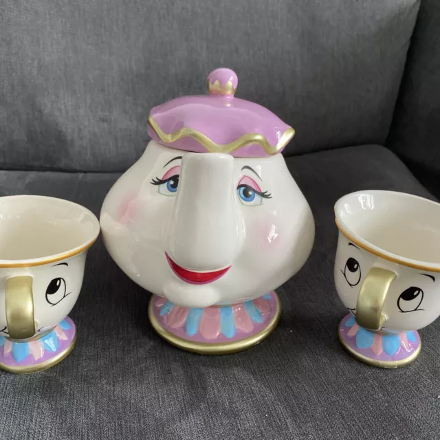 Primark Limited Edition Disney Beauty & The Beast Mrs Potts Teapot &2 Chip cups