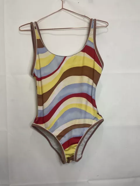 Solid & Striped  Size Medium Multicolor One Piece Wavy Striped Swimsuit