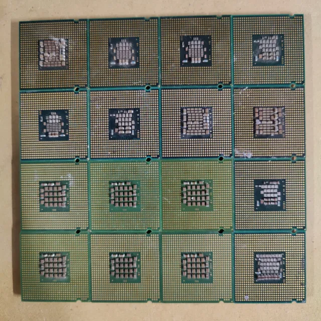 scrap gold lot of 16 Intel cpu processor 360 Grams Vintage Desktop Processor 775