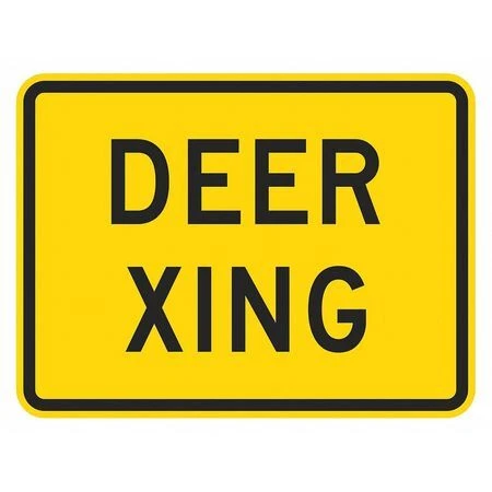 LYLE T1-1565-EG_18x12 Deer Xing Traffic Sign, 12 in H, 18 in W, Aluminum,
