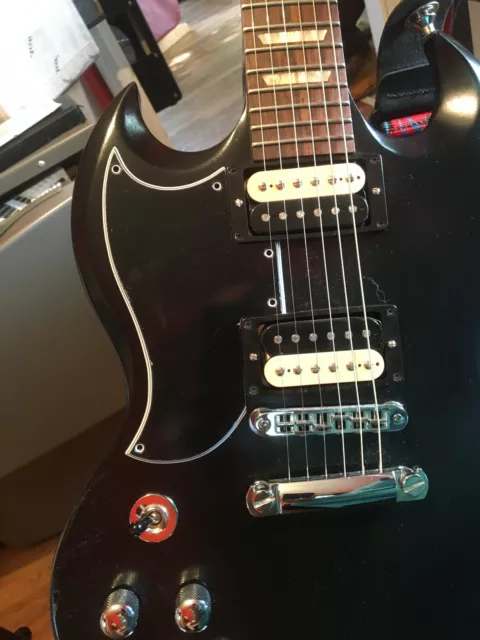 Leftie 5 Ply Black/White Pickguard for Gibson SG 60's & 70's Tribute  & SGM, SGJ