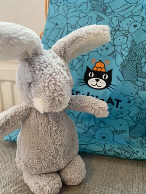 Stuffed Silver Rabbit JELLYCAT - NIBBLES Silver Bunny - Soft Plush Small Toy Beanie 10 ...