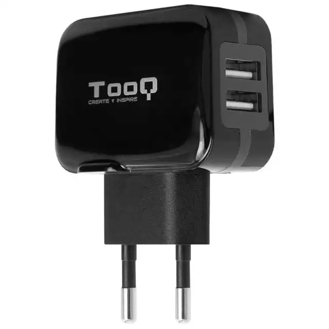 Tooq Cargador de Pared con 2 Puertos USB Toma Corriente 2 Pin Europeo TQWC-1S02