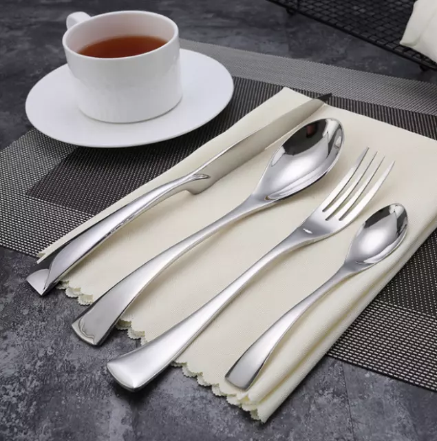 Sleek 304 Stainless Steel Spoon Fork Tableware Dinning Dessert Cutlery Utensil