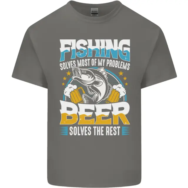 T-shirt top da pesca e birra divertente pescatore alcol da uomo cotone 6