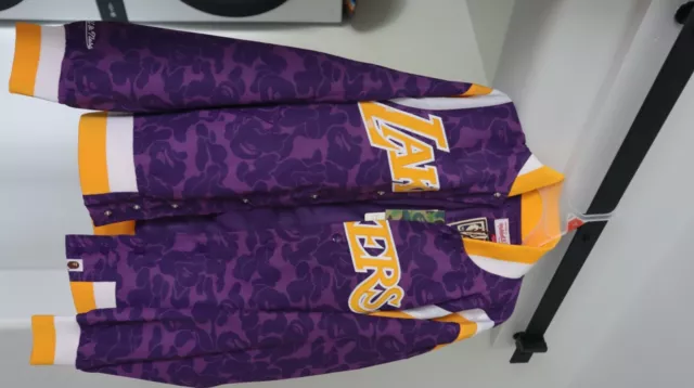 Pre-owned Bape X Mitchell & Ness Lakers Warm Up Jacket Purple