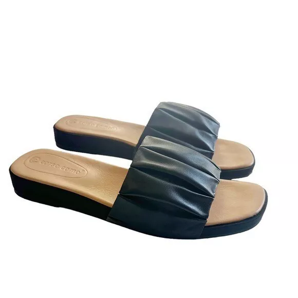 Corso Como Harisya Slide Sandals Womens Size 8 Black Glove Leather Minimalist