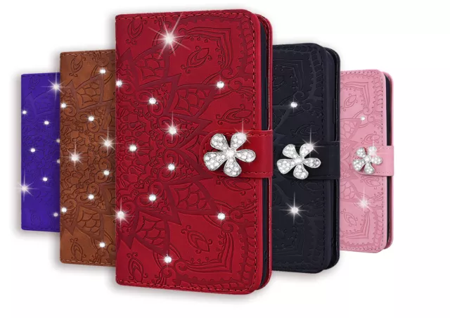 For iPhone 14 Plus 13 12 11 Pro Max Xs Max XR 7 Bling Diamond Flip Wallet Case