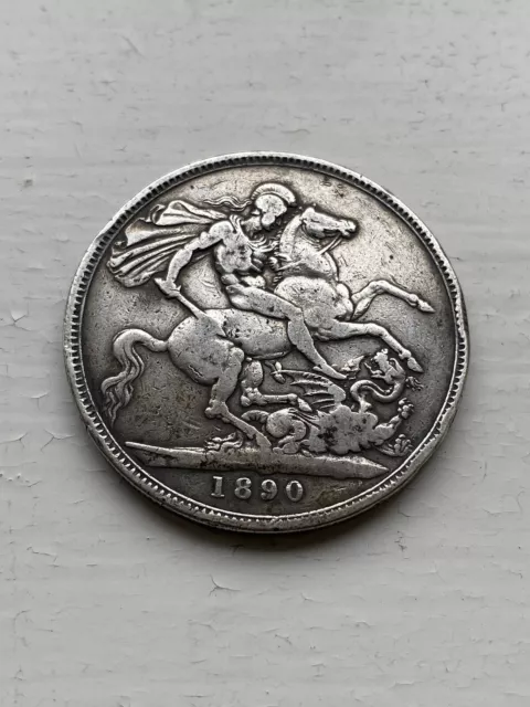1890 Silver Crown Coin. Queen Victoria Jubilee Head. 5/-