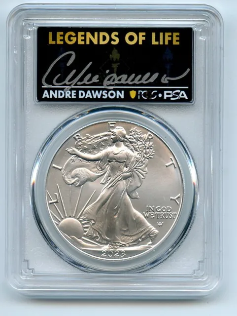 2023 $1 American Silver Eagle 1oz PCGS MS70 FS Legends of Life Andre Dawson