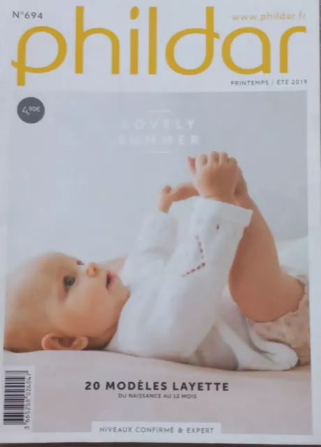 CATALOGUE  TRICOT PHILDAR N°694 20 MODELES LAYETTE ETE 2019 0 à 12 mois