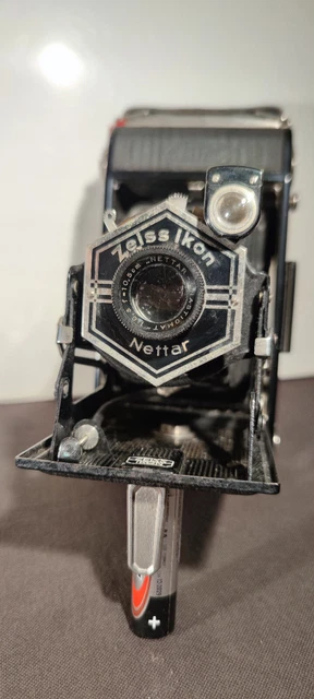 Appareil Photo Ancien Zeiss Ikon Cocarette à Soufflet Avec Sacoche Cuir - Vintage Rétro