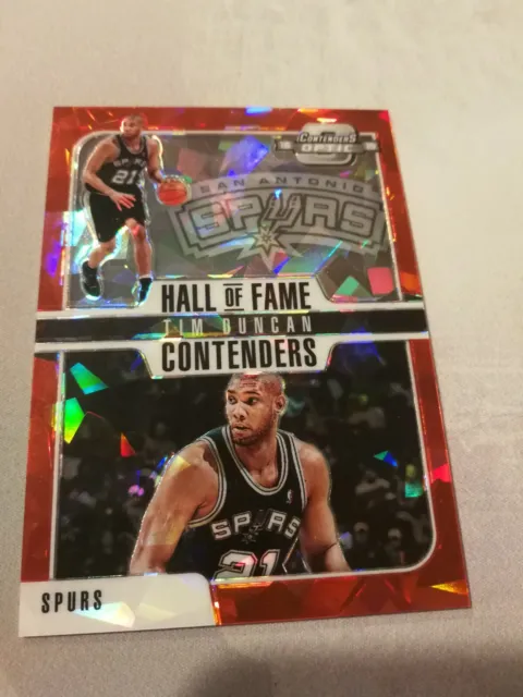 2018-19 Contenders Optic Tim Duncan Hall of Fame Contenders Red Cracked Ice