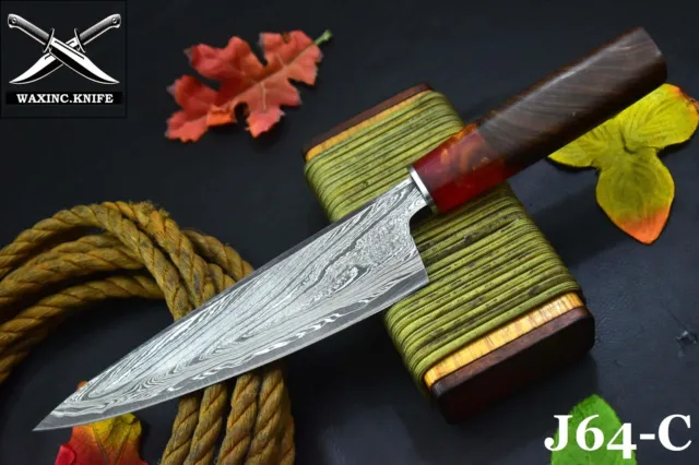 Custom San Mai 13.4"OAL Hand Forged Damascus Steel Chef Knife Handmade (J64-C)