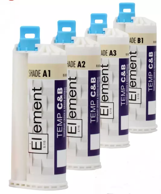 ELEMENT Temporary Crown and Bridge Material Cartridge Dental  A1,A2,A3 or B1 2