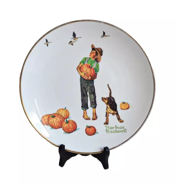 Norman Rockwell Fall Pilgrimage Limited Edition Plate 1977 Pumpkins Halloween