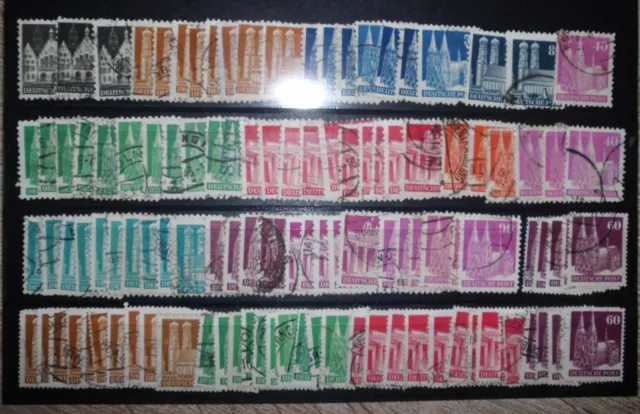 Briefmarken Alliierte Besetzung Bizone „Bautenserie“ Dubletten gestempelt
