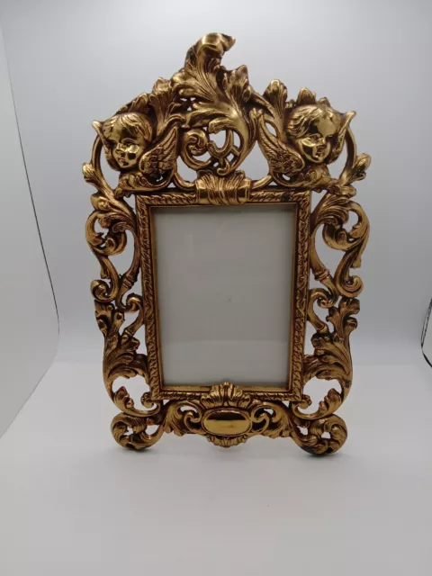 Antique/Vintage Victorian Brass Ornate Frame ANGELS Art Nouveau Flowing Lines